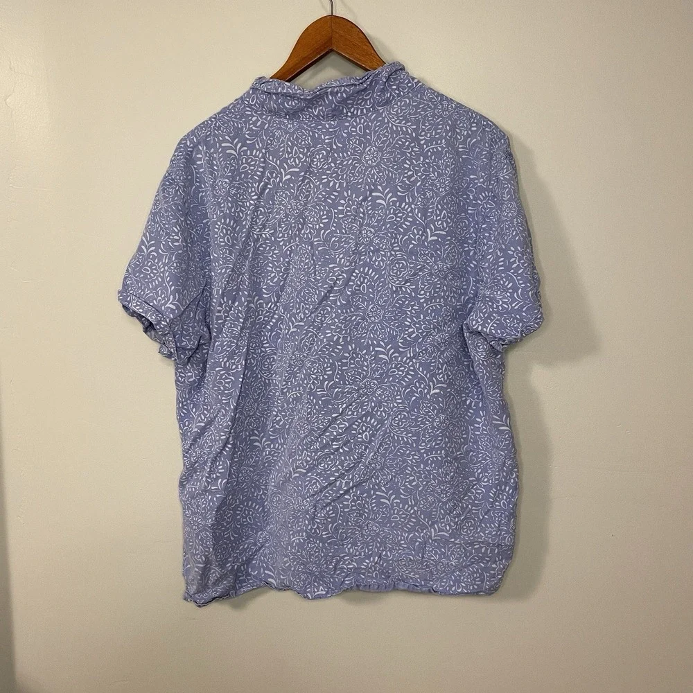 Fresh Produce Button Front Collared Shirt Womens Size L Blue Made In USA Vintage - Picture 4 of 6